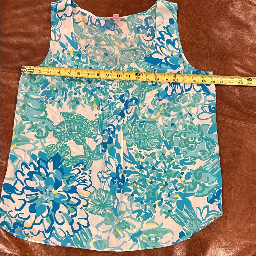 Lilly Pulitzer Sleeveless Floral Print Tank Top - Blue/Teal - Picture 4 of 5
